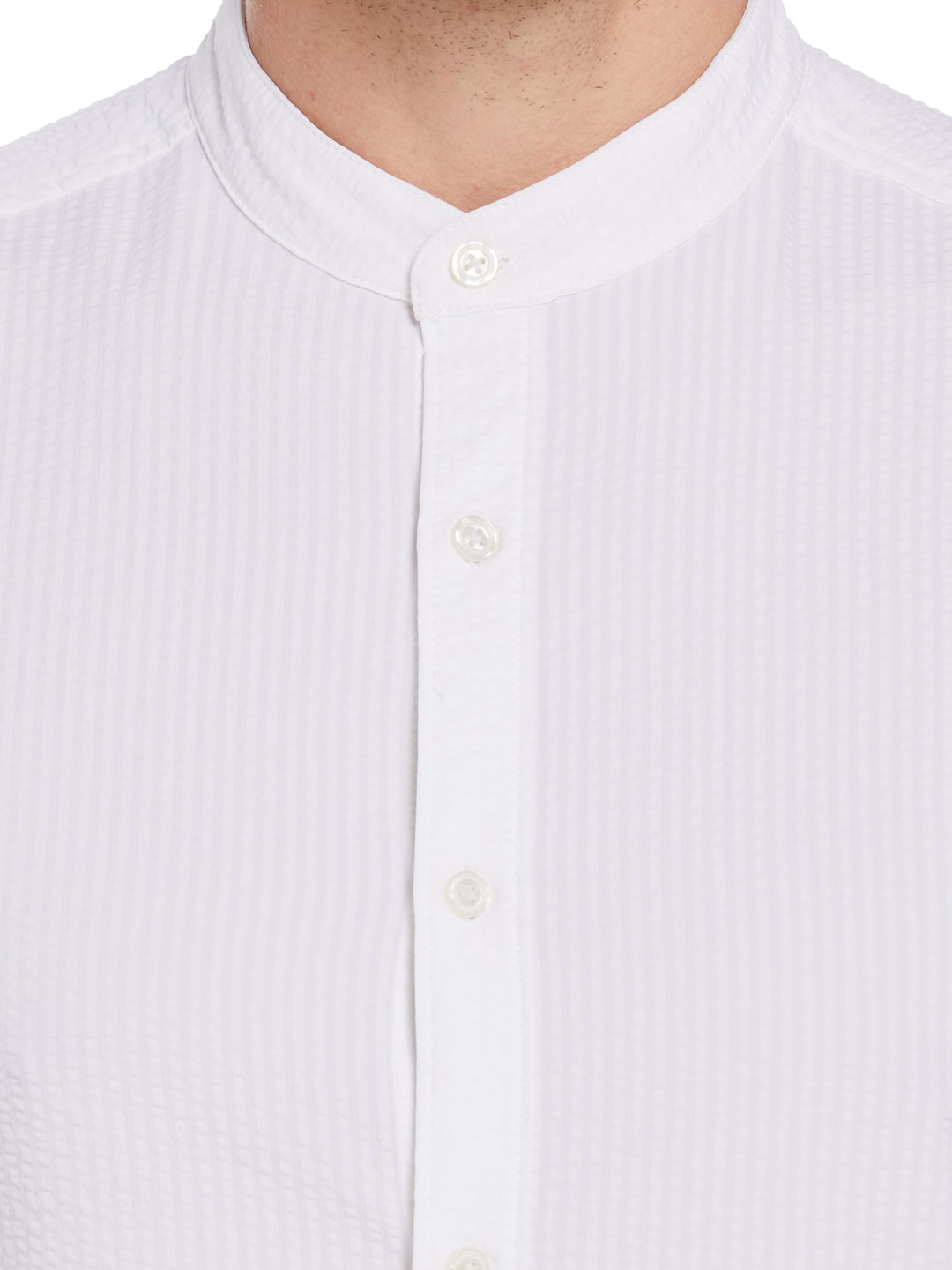 Untucked Roll Sleeve Slim Fit Seersucker Stretch Shirt (Bright White) 