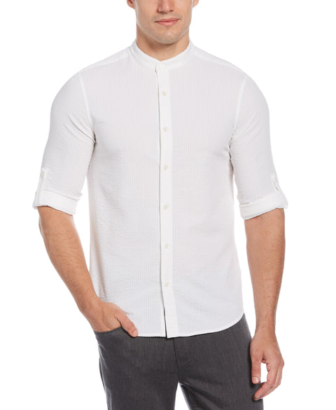 Untucked Total Stretch Slim Fit Seersucker Shirt - White
