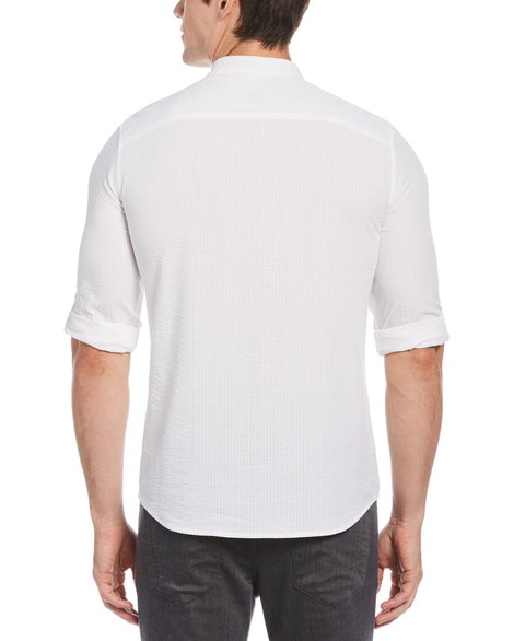 Untucked Total Stretch Slim Fit Seersucker Shirt - White