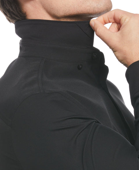 Men's Untucked Slim Fit Solid Stretch Shirt (Black) 