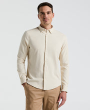 Men's Untucked Slim Fit Solid Stretch Shirt (Almond Milk) 