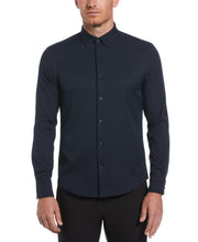 Men's Untucked Slim Fit Solid Stretch Shirt (Dark Sapphire) 
