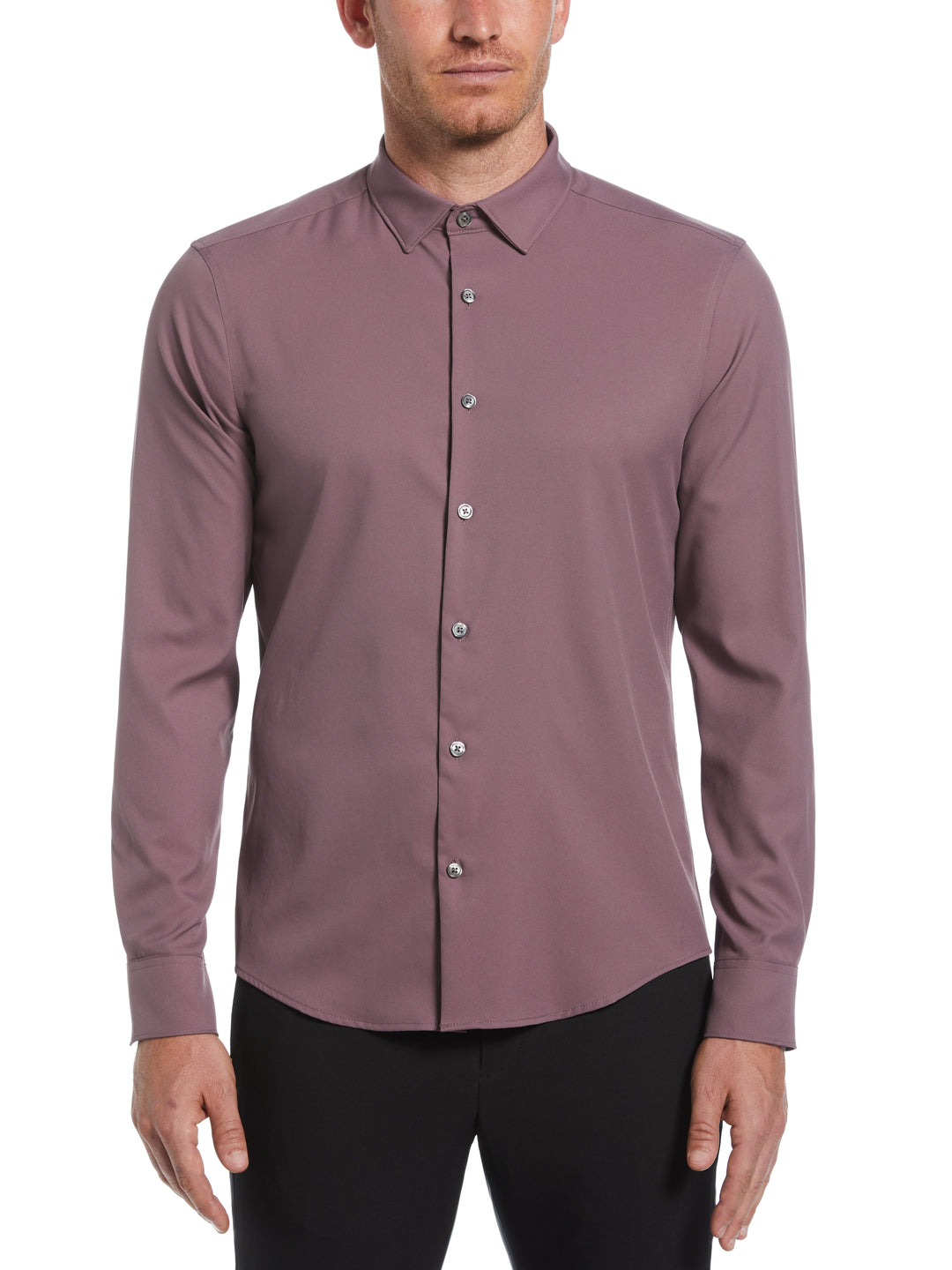 Men's Untucked Slim Fit Solid Stretch Shirt (Flint) 