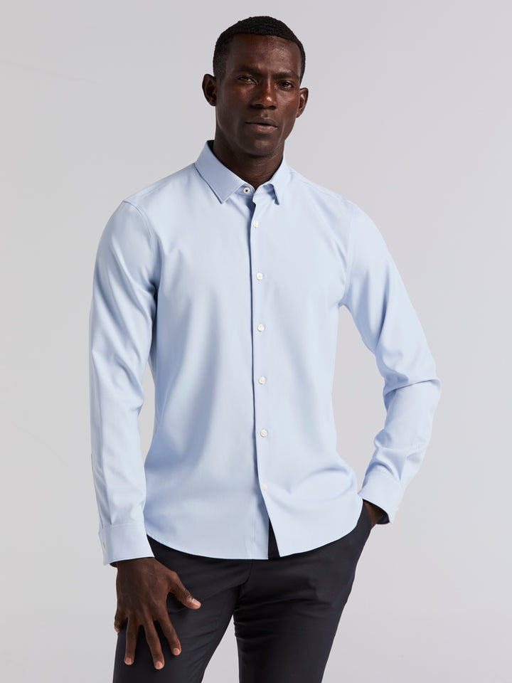 Men's Untucked Slim Fit Solid Stretch Shirt (Kentucky Blue) 