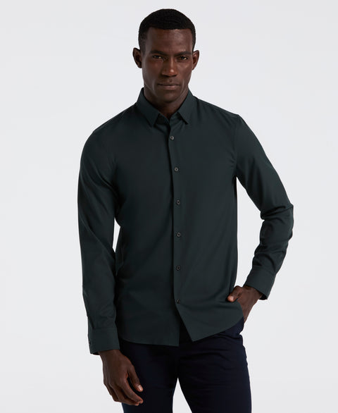 Men's Untucked Slim Fit Solid Stretch Shirt (Magical Forest) 