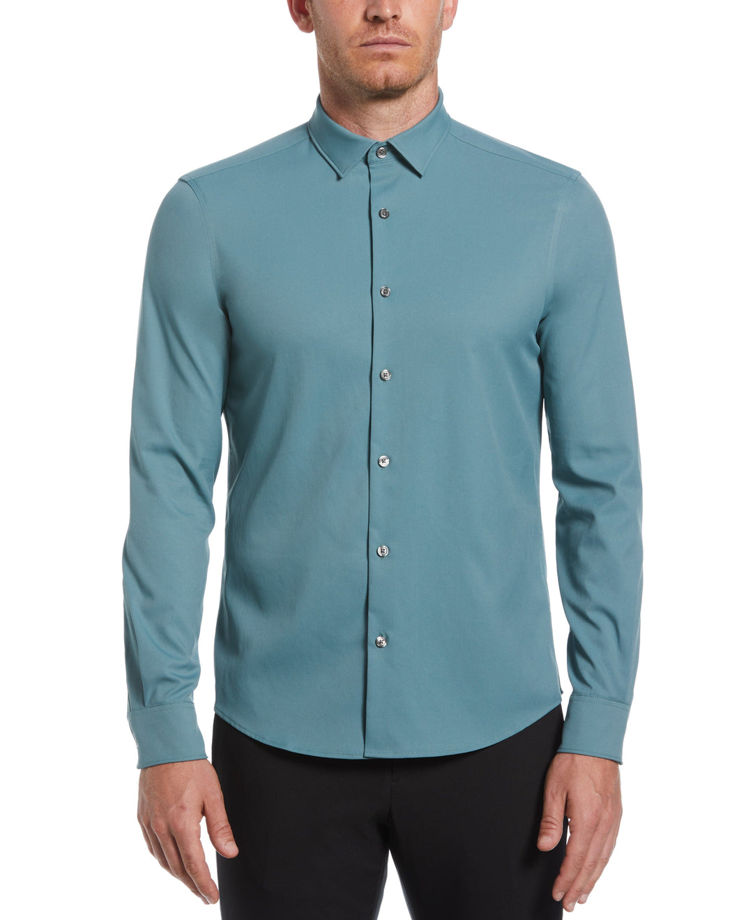 Men's Untucked Slim Fit Solid Stretch Shirt (North Atlantic) 