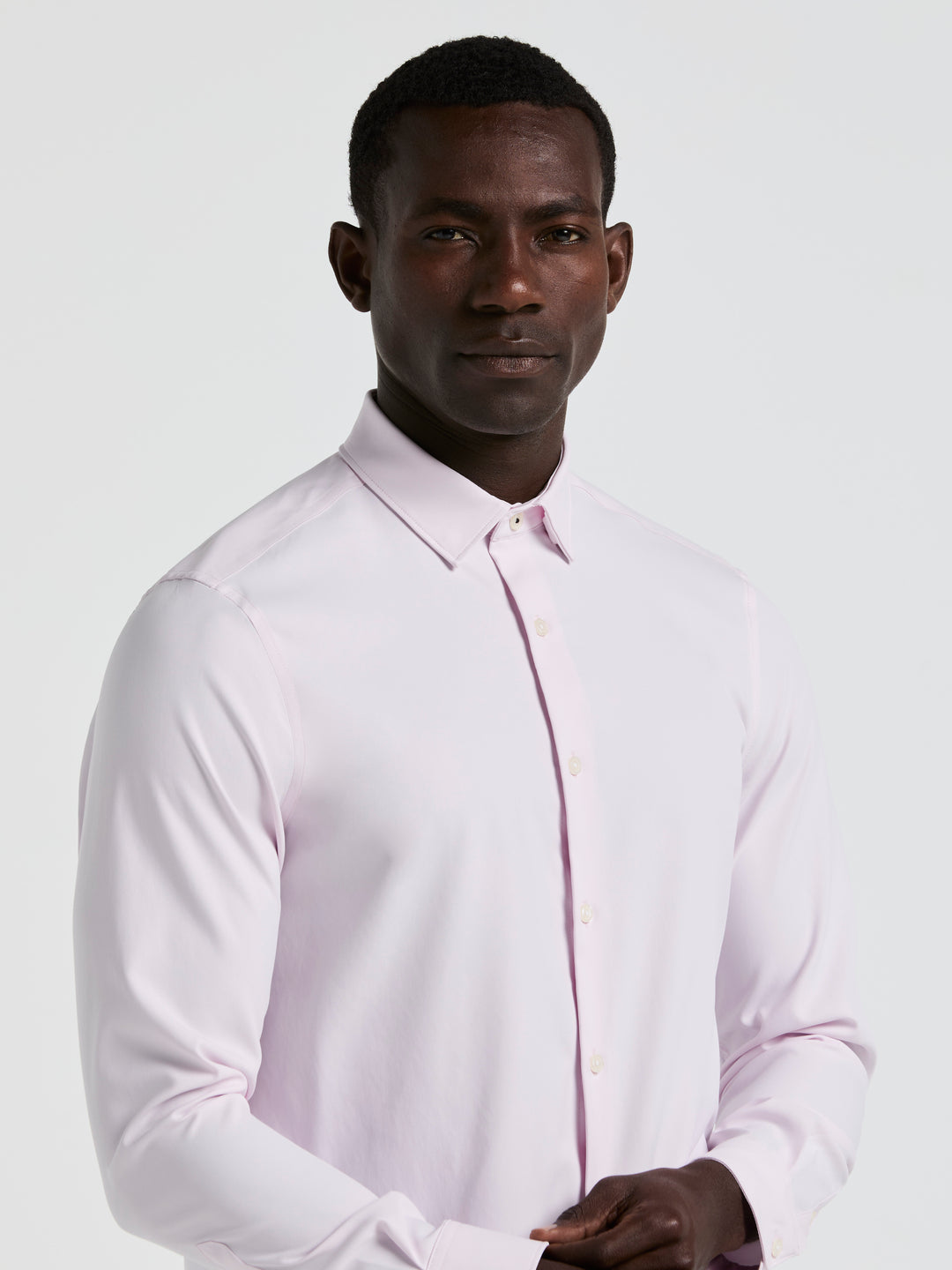 Men's Untucked Slim Fit Solid Stretch Shirt (Orchid Ice) 