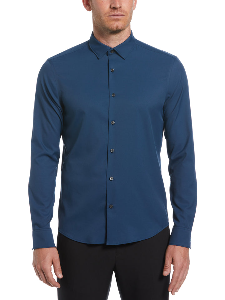 Men's Untucked Slim Fit Solid Stretch Shirt (Titan) 