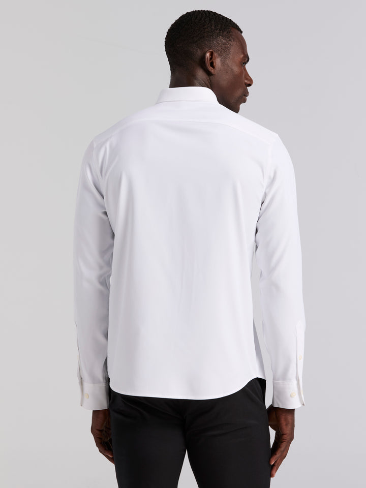 Men's Untucked Slim Fit Solid Stretch Shirt (Bright White) 