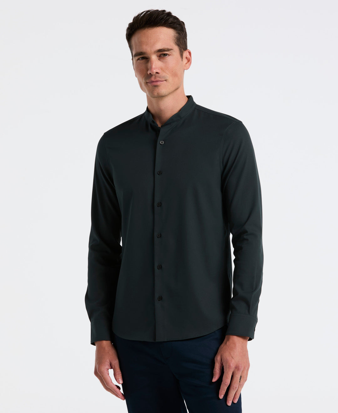 Untucked Total Stretch Slim Fit Banded Collar Shirt (Magical Forest) 