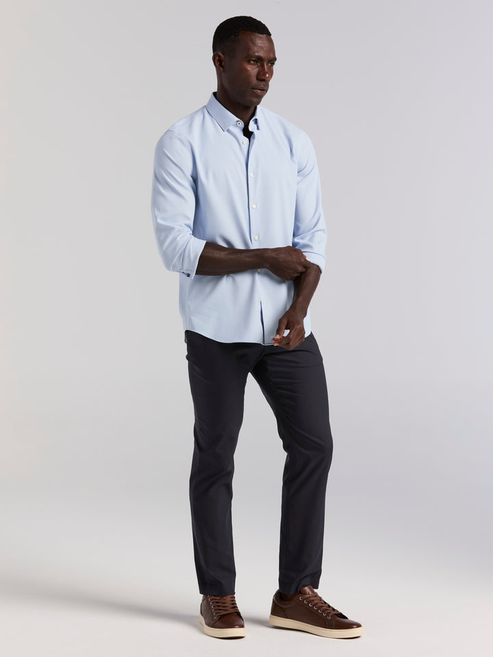 Men's Untucked Slim Fit Solid Stretch Shirt (Kentucky Blue) 