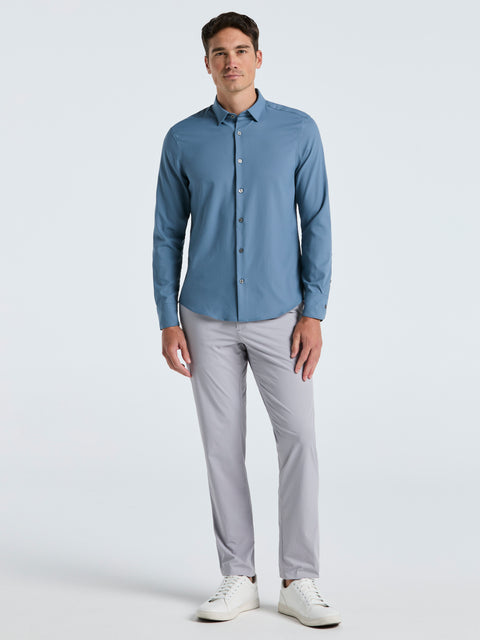 Men's Untucked Slim Fit Solid Stretch Shirt (Blue Mirage) 