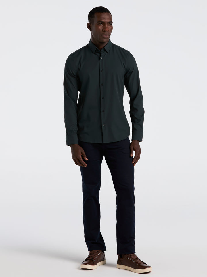 Men's Untucked Slim Fit Solid Stretch Shirt (Magical Forest) 