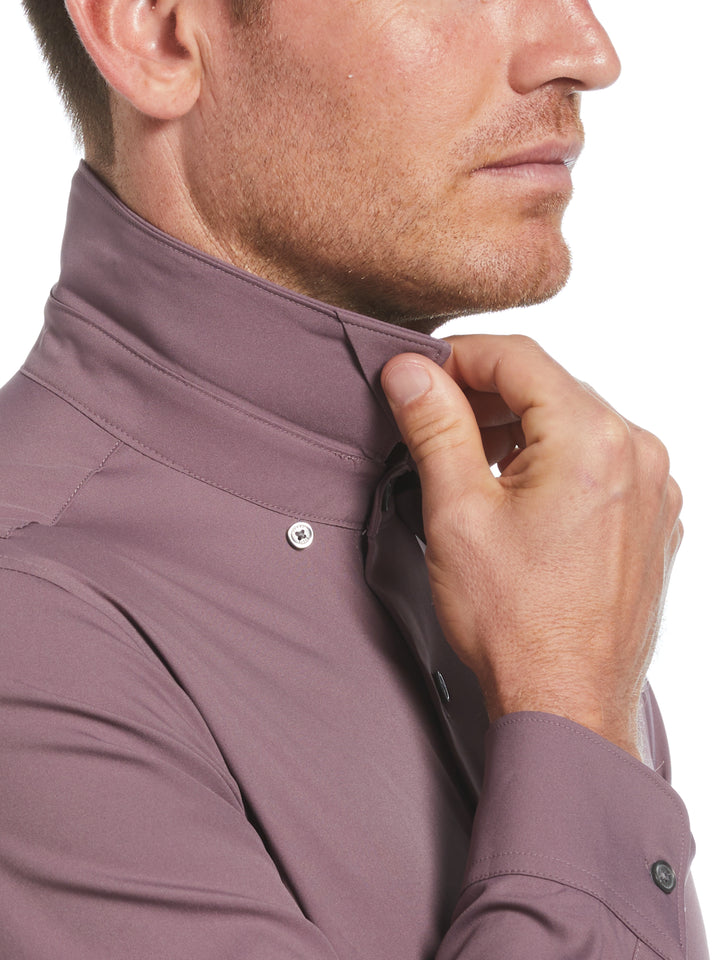Men's Untucked Slim Fit Solid Stretch Shirt (Flint) 