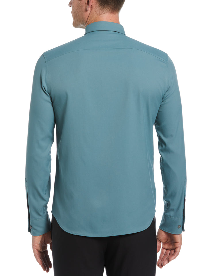 Men's Untucked Slim Fit Solid Stretch Shirt (North Atlantic) 