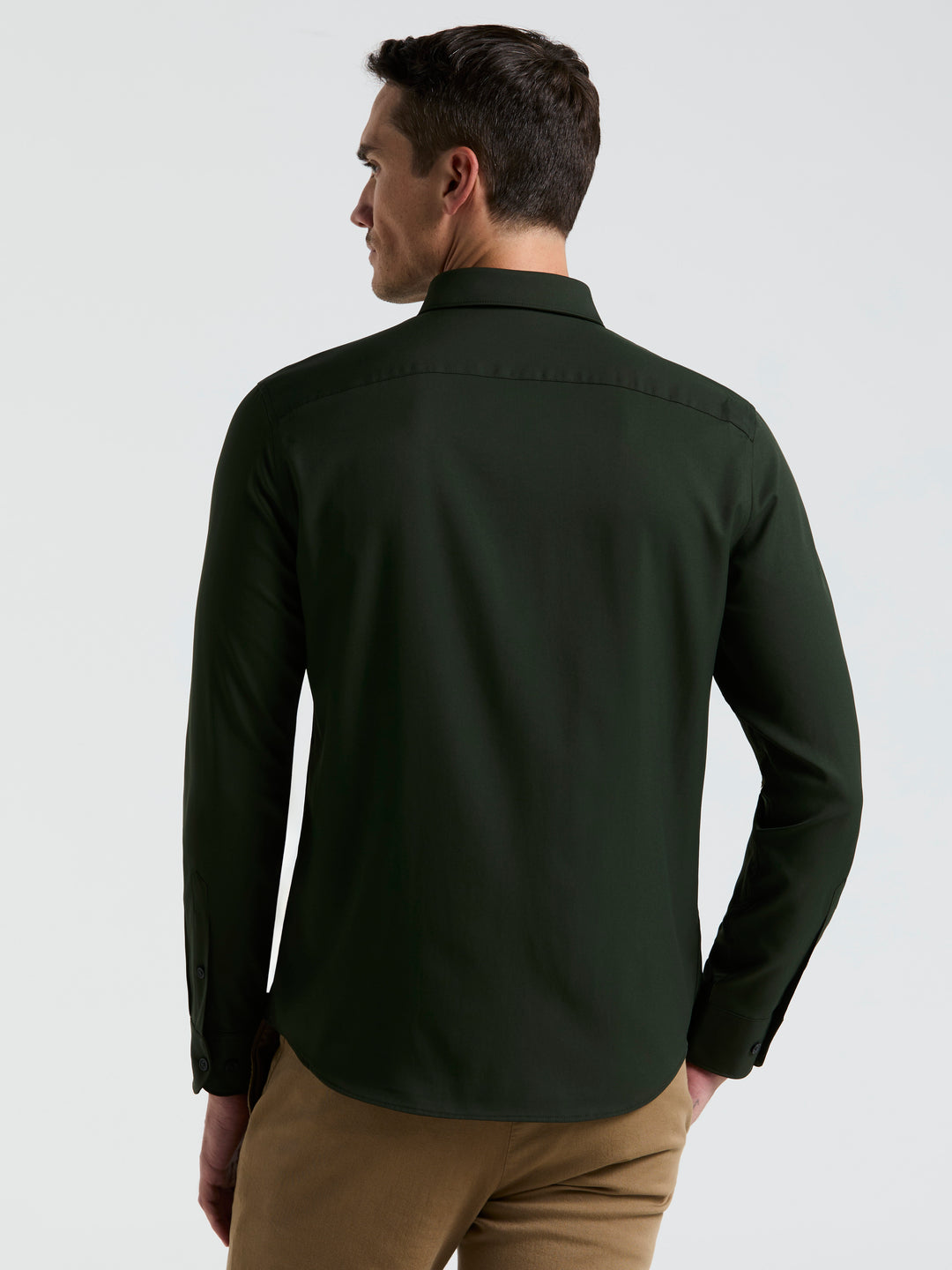 Men's Untucked Slim Fit Solid Stretch Shirt (Rosin) 