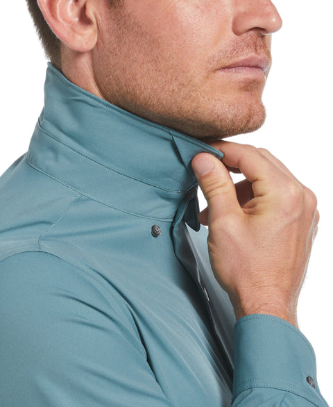 Men's Untucked Slim Fit Solid Stretch Shirt (North Atlantic) 