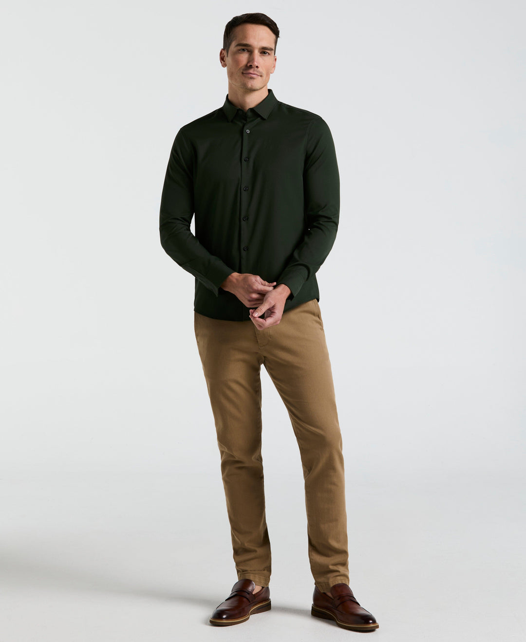 Men's Untucked Slim Fit Stretch Shirt Perry Ellis Men's Untucked Slim Fit Stretch Shirt Perry Ellis