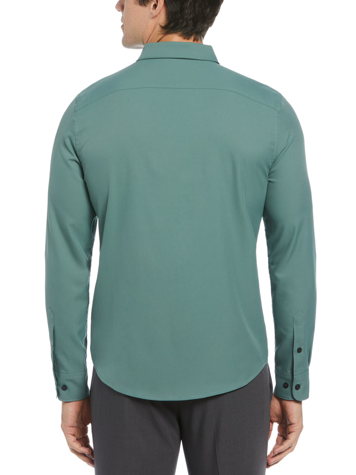 Men's Untucked Slim Fit Solid Stretch Shirt (Dark Forest) 