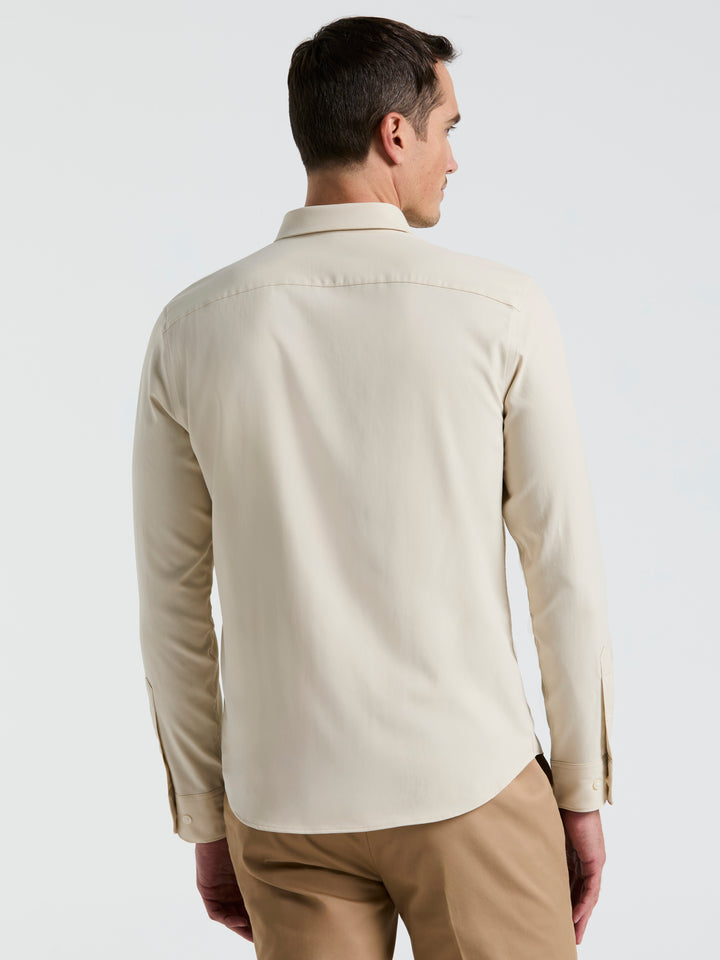 Men's Untucked Slim Fit Solid Stretch Shirt (Almond Milk) 