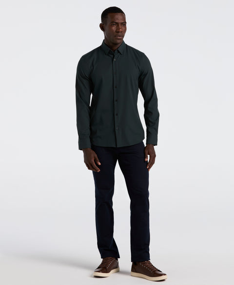 Men's Untucked Slim Fit Solid Stretch Shirt (Magical Forest) 