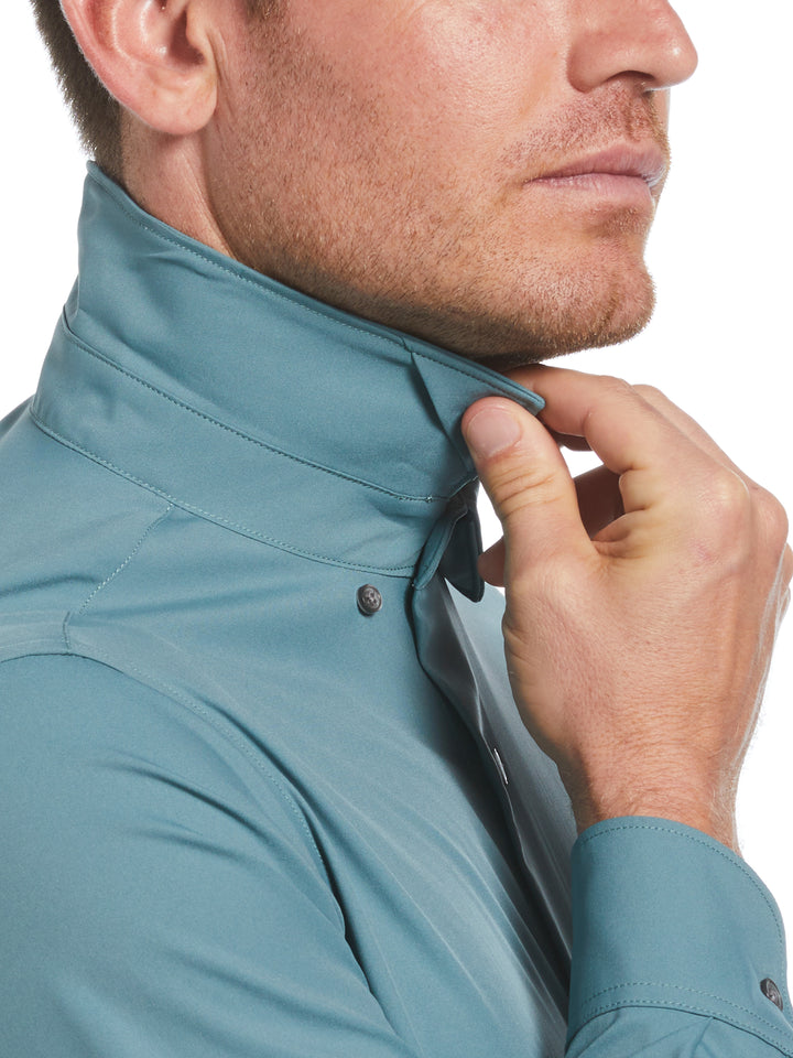 Men's Untucked Slim Fit Solid Stretch Shirt (North Atlantic) 