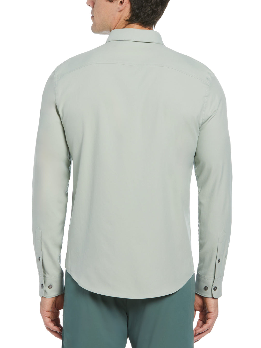 Untucked Total Stretch Slim Fit Solid Shirt (Aqua Gray) 