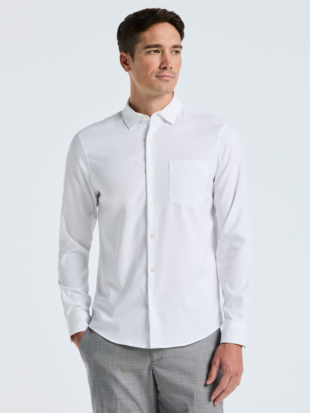 Untucked Total Stretch Slim Fit Solid Shirt (Bright White) 