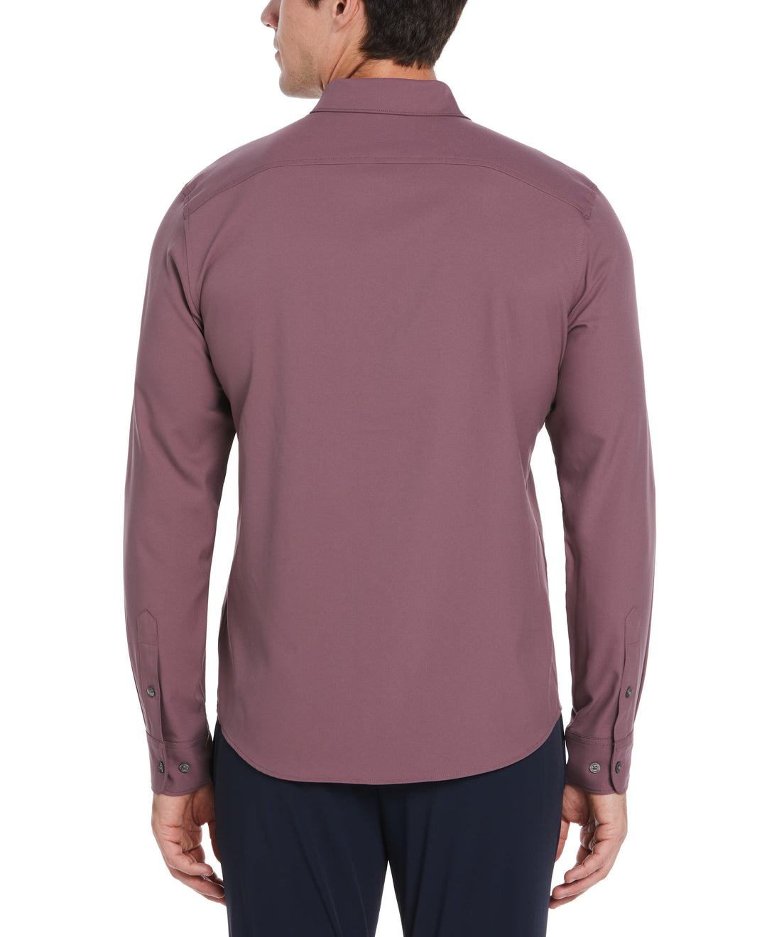 Untucked Total Stretch Slim Fit Solid Shirt - Purple Perry Ellis Untucked Total Stretch Slim Fit Solid Shirt - Purple Perry Ellis