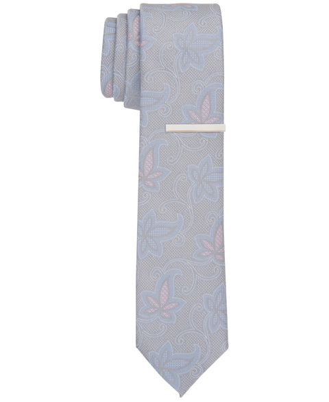 Vernon Floral Slim Tie (Silver) 