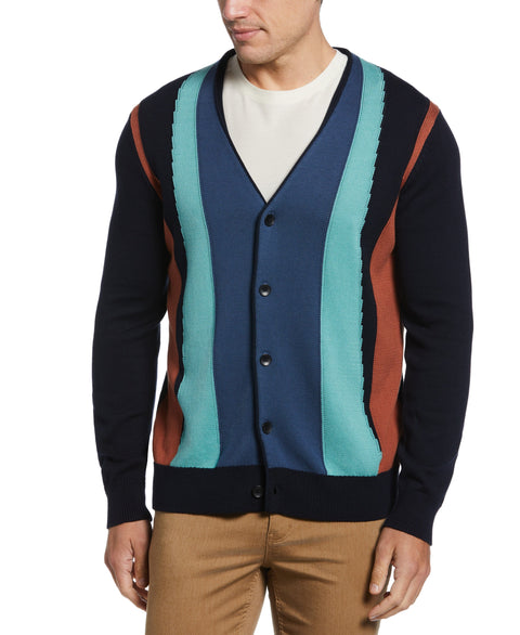 Vertical Stripe Tech Cardigan (Dark Sapphire) 