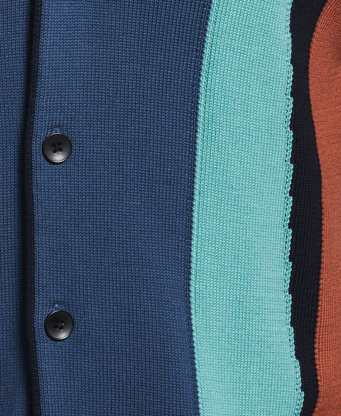 Vertical Stripe Tech Cardigan (Dark Sapphire) 