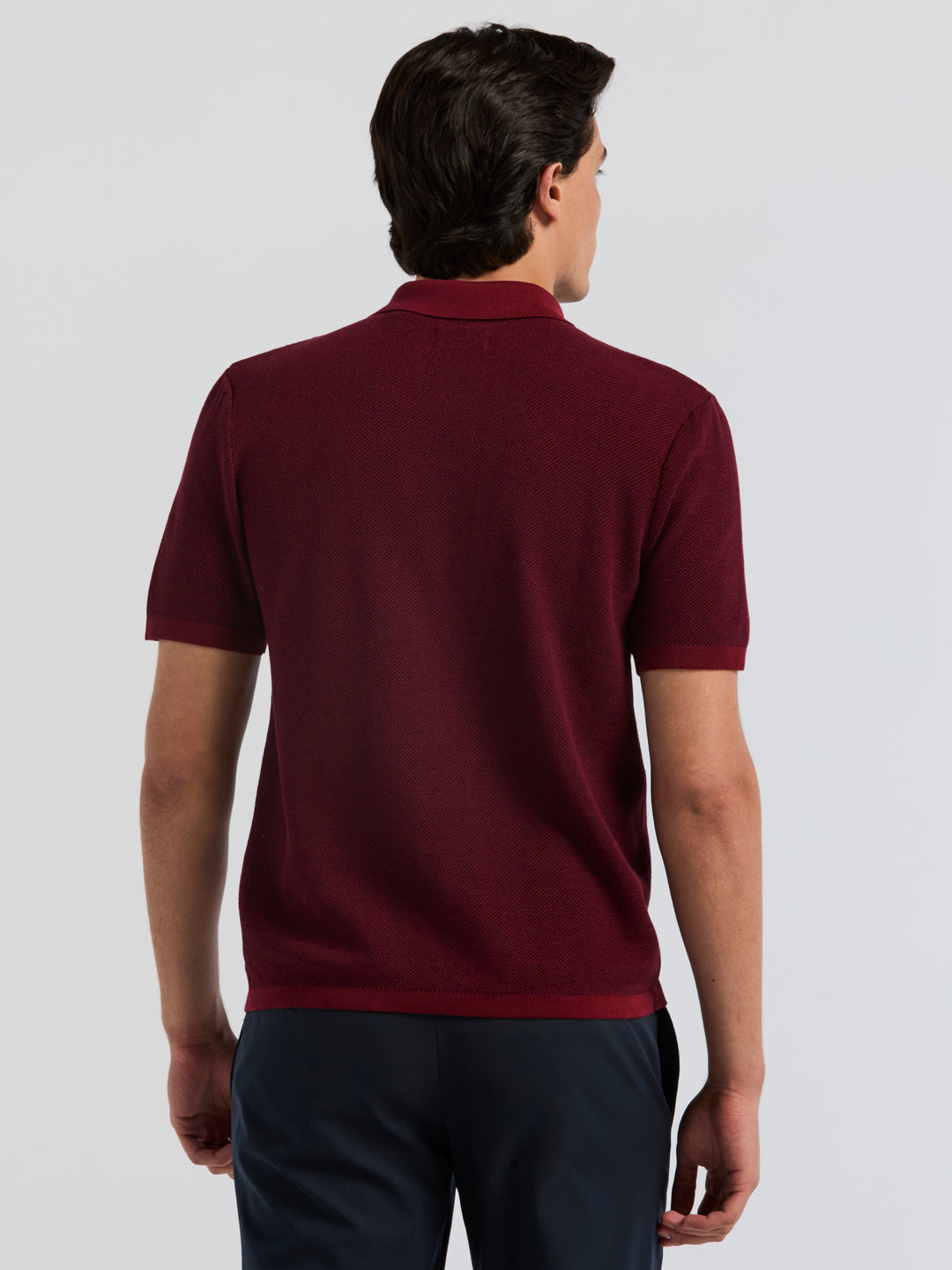 Vertical Texture Zip Sweater Polo
