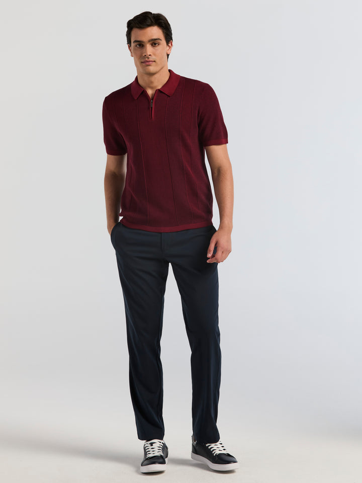 Vertical Texture Zip Sweater Polo