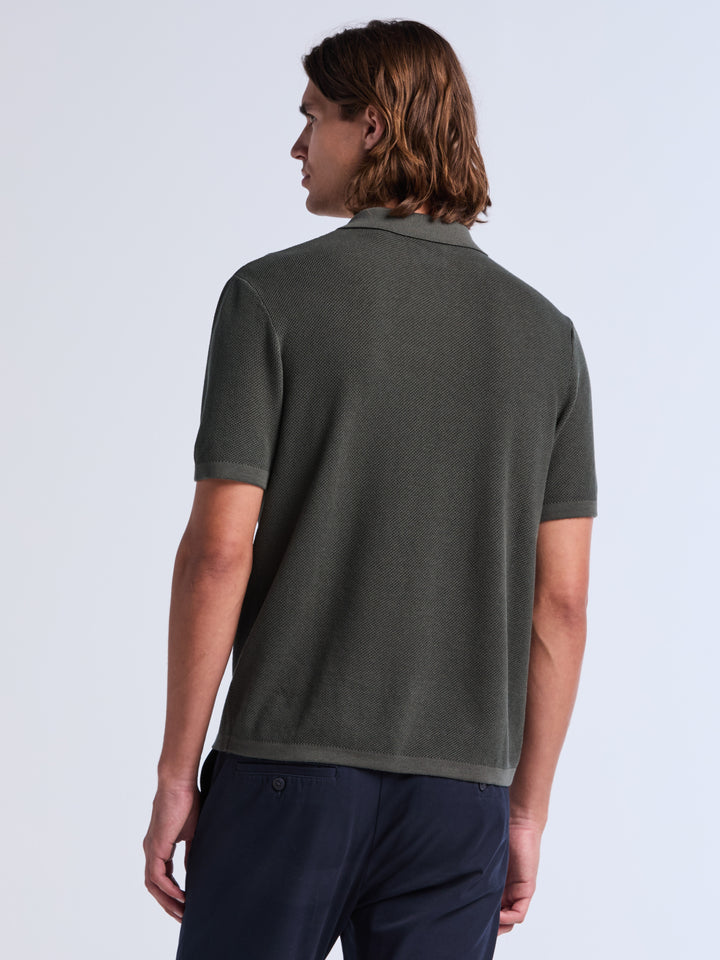 Vertical Texture Zip Sweater Polo
