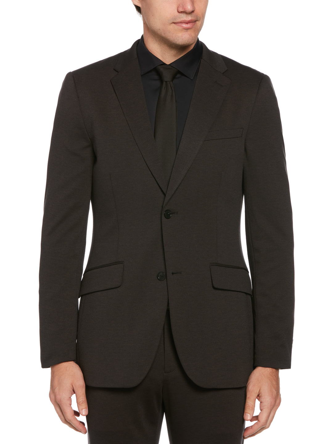 Very Slim Fit Neat Knit Suit Jacket (Charcoal) 