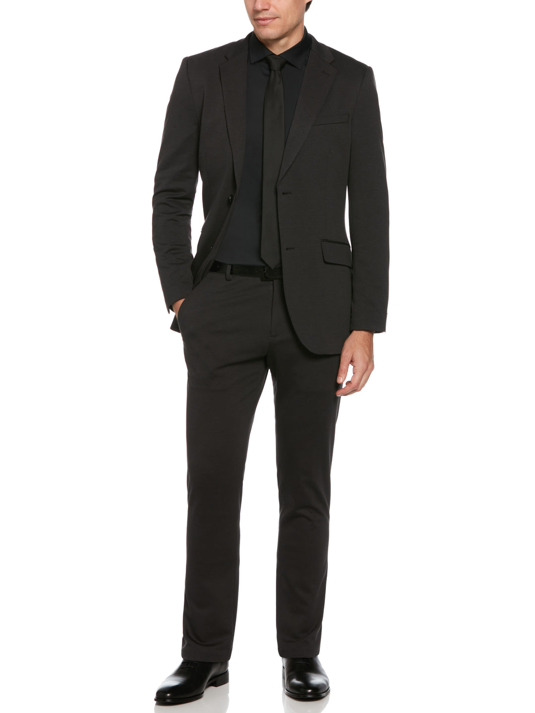 Very Slim Fit Neat Knit Suit Jacket (Charcoal) 