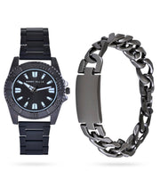 Watch & Bracelet Gift Set (Black/Gun) 