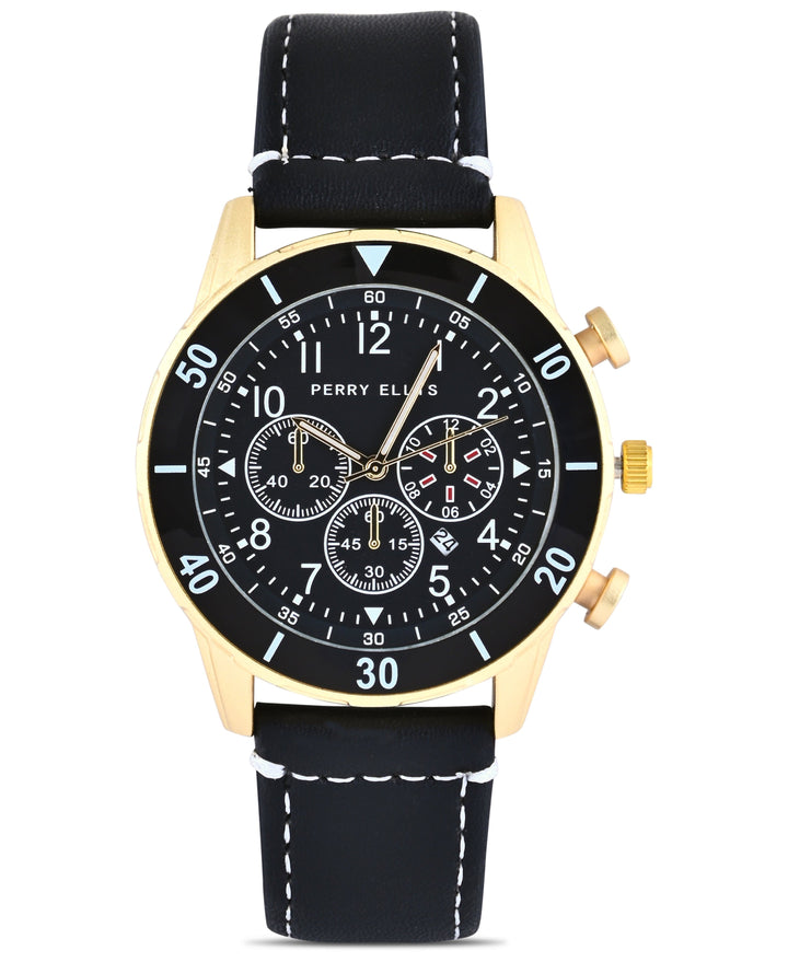 Watch & Bracelet Set (Black/Gold) 