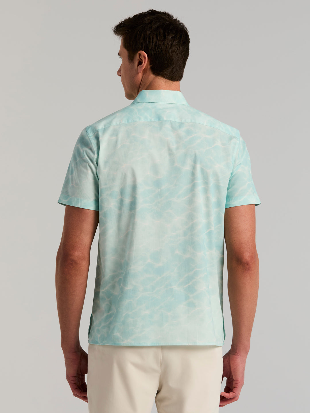 Short Sleeve Water Print Poplin Shirt (Skylight) 