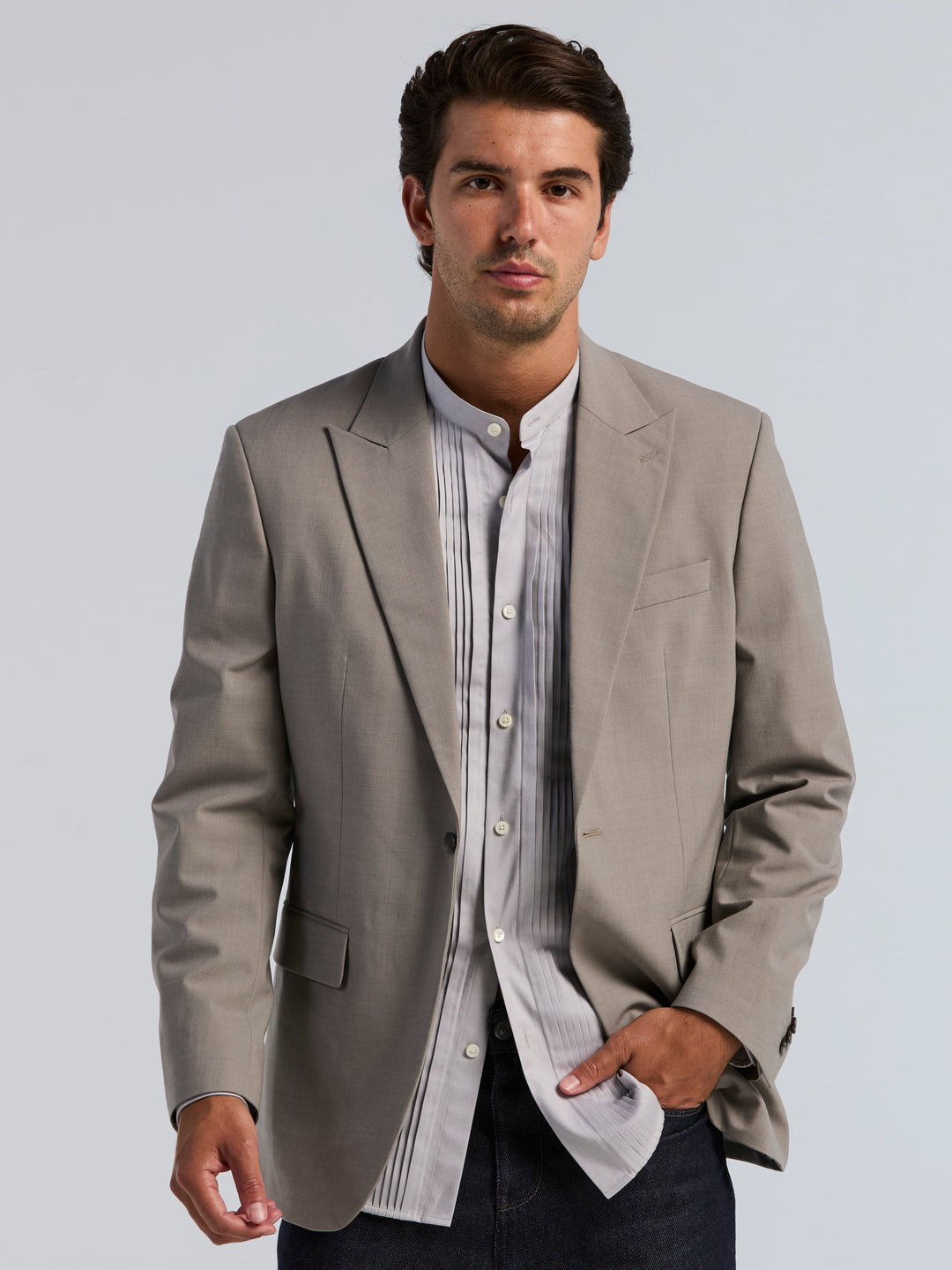 Wool Blend Sport Jacket (Driftwood) 