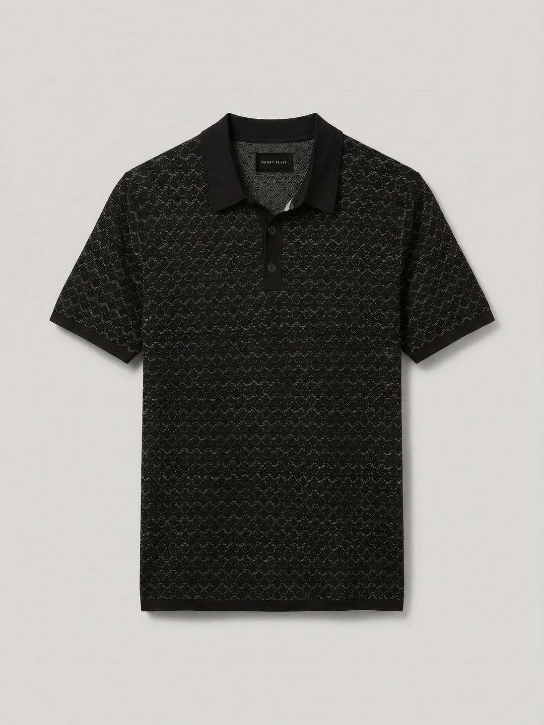 Cotton Jacquard Polo Sweater (Black) 