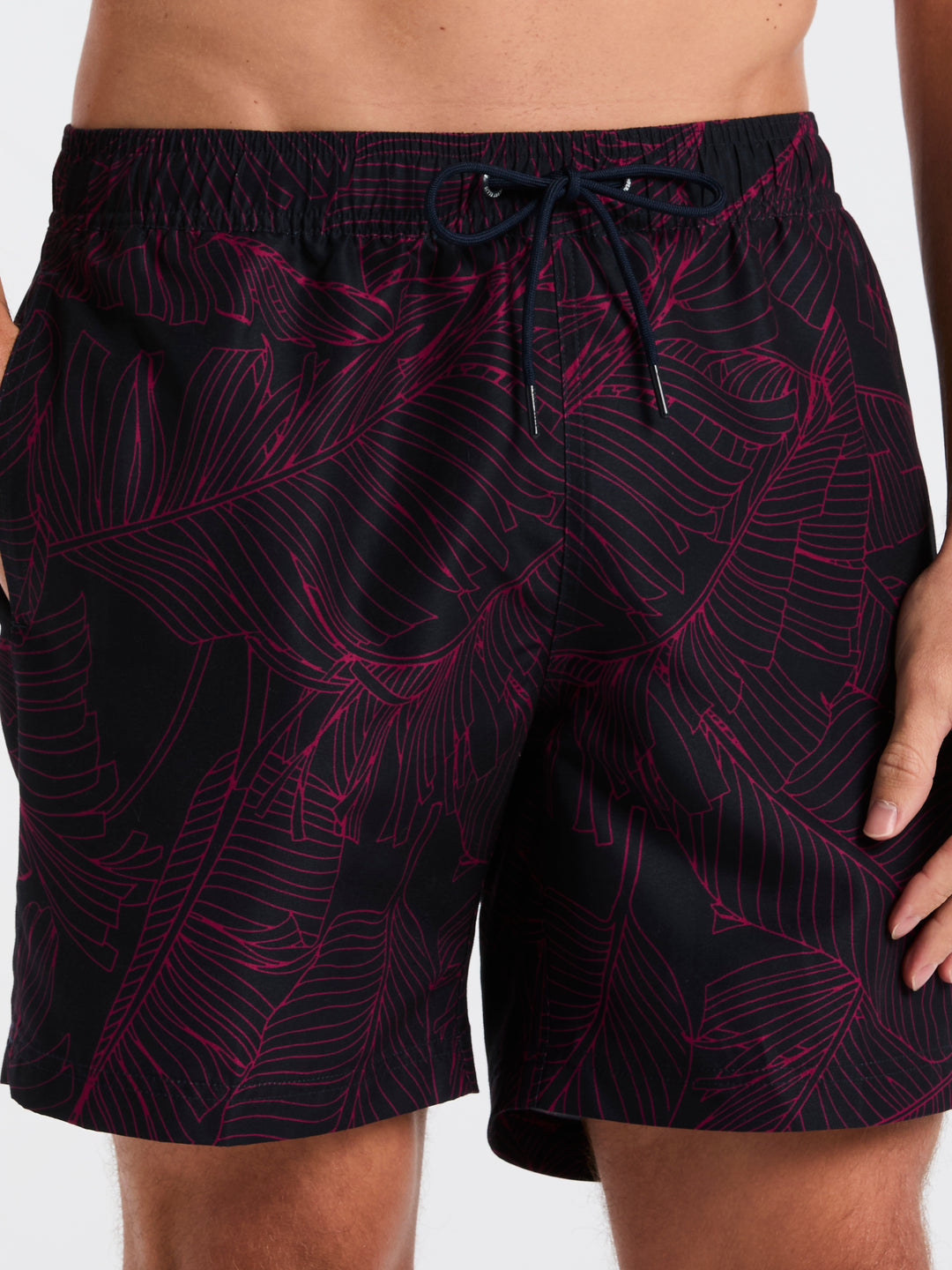 Line Botanical Print Swim Trunk (Beaujolais) 