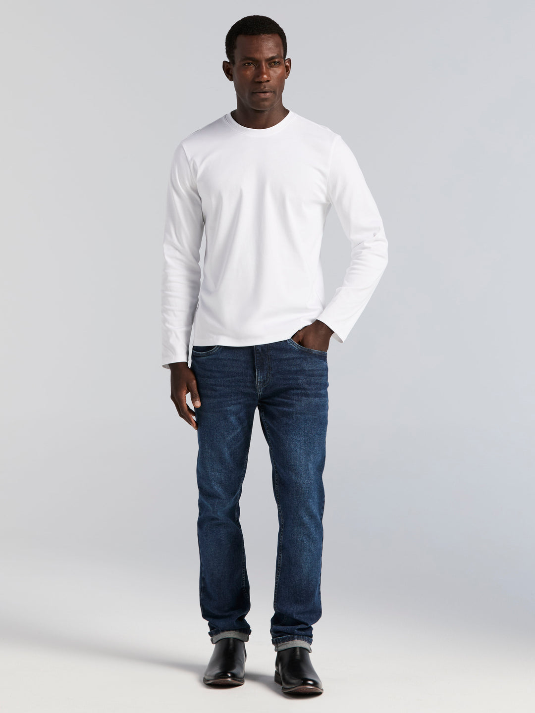 Interlock Crew Neck Long Sleeve Tee (Bright White) 