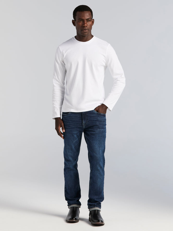 Interlock Crew Neck Long Sleeve Tee (Bright White) 
