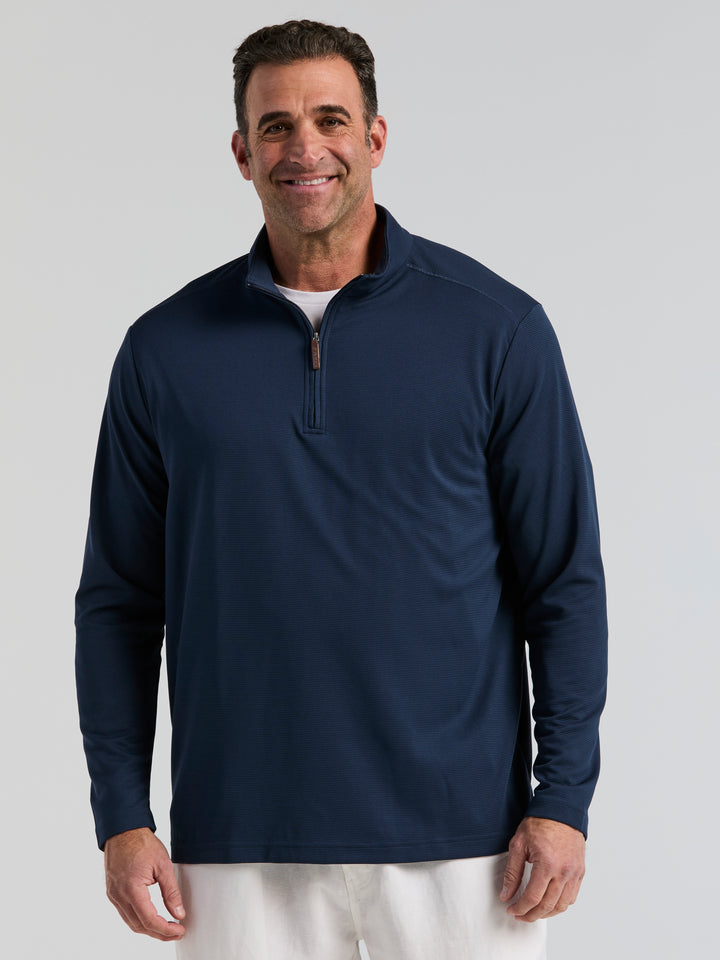 Big & Tall 1/4 Zip Long Sleeve Sweater (Dress Blues) 
