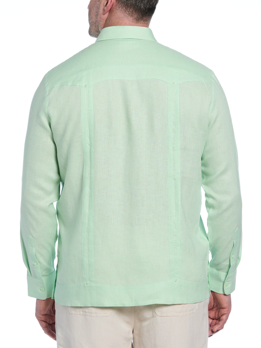 Big & Tall Linen Guayabera Shirt (Pastel Green) 