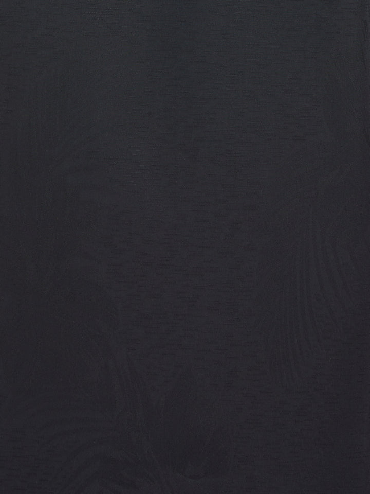 Two-Tone One Pocket Floral Print Shirt (Jet Black) 