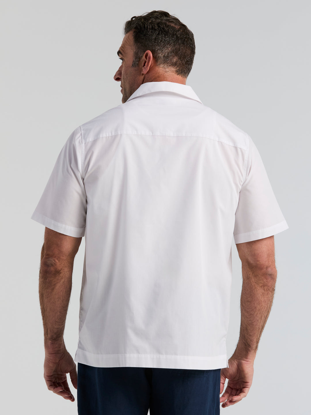 Big & Tall Poplin Guayabera Shirt (Pure White) 