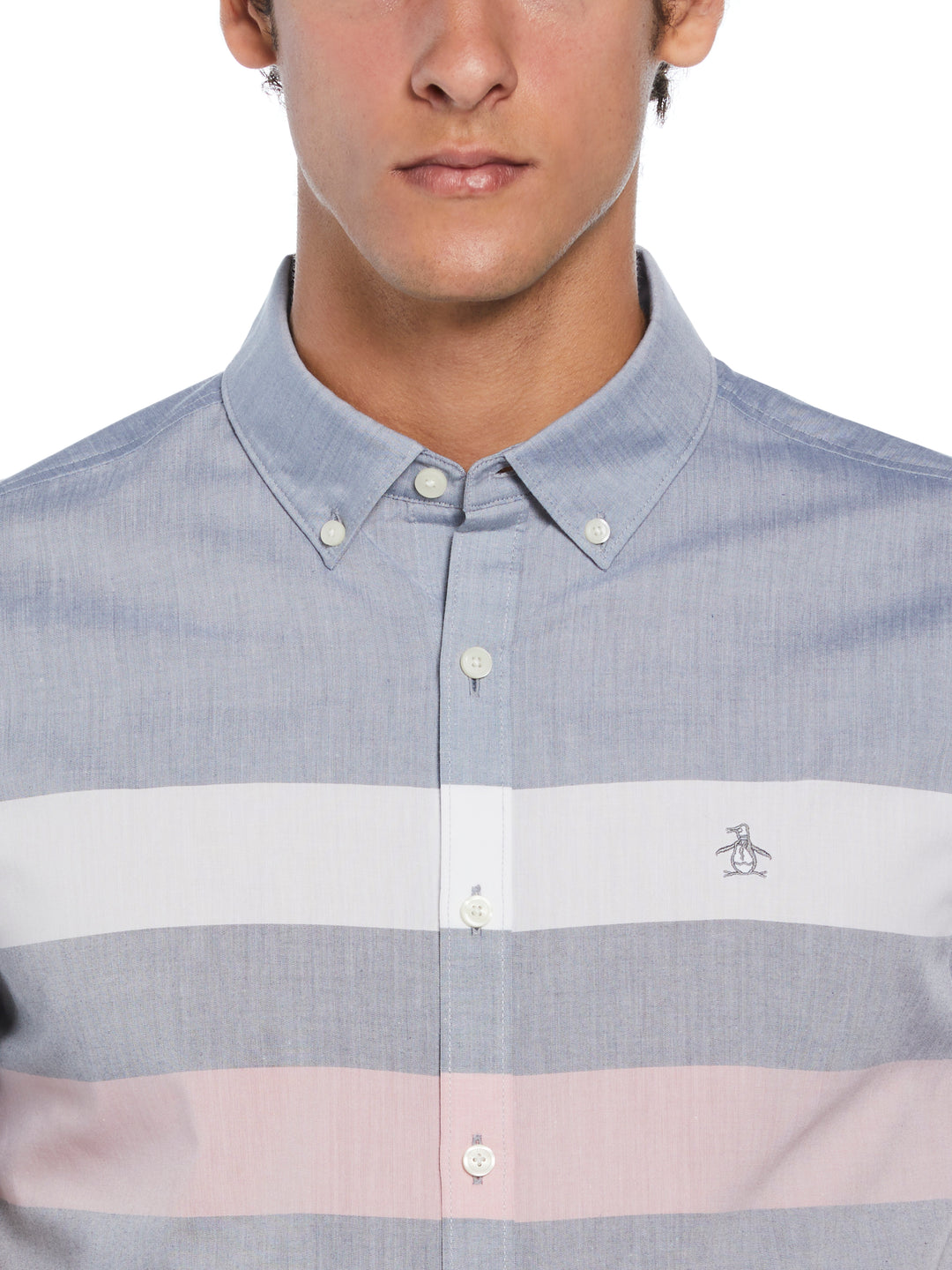 Poplin Chest Stripe Shirt  (Dark Sapphire) 